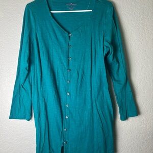 Woman Within Turquoise Button-Down Shirt